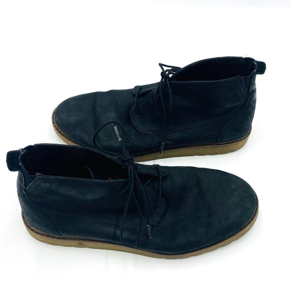 Reef Men\'s Black Lace-Up Leather Chukka Boots Casual, Sole 12.25\